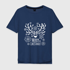 Мужская футболка хлопок Oversize с принтом Merry Christmas в Белгороде, 100% хлопок | свободный крой, круглый ворот, “спинка” длиннее передней части | 2019 | дед мороз | дом | елка | желание | животные | зима | кабан | милый | мороз | настроение | новый год | пеппа | подарок | позитив | поросенок | праздник | радость | рождество | санта клаус | свинка