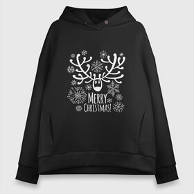 Женское худи Oversize хлопок с принтом Merry Christmas в Белгороде, френч-терри — 70% хлопок, 30% полиэстер. Мягкий теплый начес внутри —100% хлопок | боковые карманы, эластичные манжеты и нижняя кромка, капюшон на магнитной кнопке | 2019 | дед мороз | дом | елка | желание | животные | зима | кабан | милый | мороз | настроение | новый год | пеппа | подарок | позитив | поросенок | праздник | радость | рождество | санта клаус | свинка