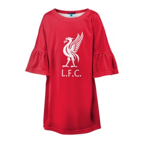 Детское платье 3D с принтом FC Liverpool в Белгороде, 100% полиэстер | прямой силуэт, чуть расширенный к низу. Круглая горловина, на рукавах — воланы | firmino | lfc | liverpool | liverpool fc | mane | shaqiri | ливерпуль | фирмино | фк | футбол | футбольный клуб англии | шакири