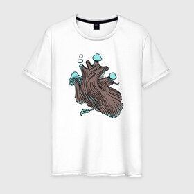 Мужская футболка хлопок с принтом Wood heart в Белгороде, 100% хлопок | прямой крой, круглый вырез горловины, длина до линии бедер, слегка спущенное плечо. | heart | wood | абстракция | дерево | лес | растение | рисунок | сердце | футболка