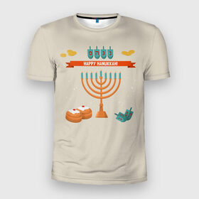 Мужская футболка 3D спортивная с принтом Hanukkah в Белгороде, 100% полиэстер с улучшенными характеристиками | приталенный силуэт, круглая горловина, широкие плечи, сужается к линии бедра | hanukkah | израиль | подсвечник | праздник | свечи | счастливого | ханука