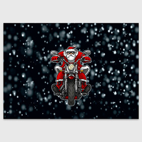 Поздравительная открытка с принтом Крутой Санта в Белгороде, 100% бумага | плотность бумаги 280 г/м2, матовая, на обратной стороне линовка и место для марки
 | art | bike | biker | christmas | happy new year | new year | road | santa | арт | байк | байкер | дед мороз | мотоцикл | на мотоцикле | новогодний | новый год | рождественский | рождество | санта | санта на байке