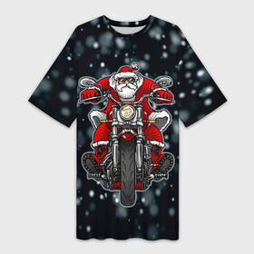 Платье-футболка 3D с принтом Крутой Санта в Белгороде,  |  | art | bike | biker | christmas | happy new year | new year | road | santa | арт | байк | байкер | дед мороз | мотоцикл | на мотоцикле | новогодний | новый год | рождественский | рождество | санта | санта на байке