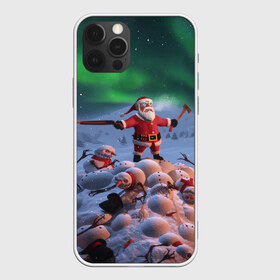 Чехол для iPhone 12 Pro Max с принтом Дед мороз и снеговики-зомби в Белгороде, Силикон |  | claus | santa | апокалипсис | зомби | рождество | ружьё | санта | санта клаус | снег | снеговик | топор