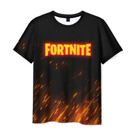 Мужская футболка 3D с принтом FORTNITE FIRE в Белгороде, 100% полиэфир | прямой крой, круглый вырез горловины, длина до линии бедер | Тематика изображения на принте: 2019 | armor | armour | cybersport | esport | fire | fortnite | game | llama | logo | броня | игра | киберспорт | лама | симулятор строительства | строительство | фиолетовый | фирменные цвета | фортнайт