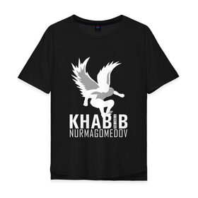Мужская футболка хлопок Oversize с принтом Хабиб (Air) в Белгороде, 100% хлопок | свободный крой, круглый ворот, “спинка” длиннее передней части | air | eagle | khabib | nurmagomedov | ssru | нурмагомедов | орел | хабиб