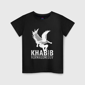 Детская футболка хлопок с принтом Хабиб (Air) в Белгороде, 100% хлопок | круглый вырез горловины, полуприлегающий силуэт, длина до линии бедер | Тематика изображения на принте: air | eagle | khabib | nurmagomedov | ssru | нурмагомедов | орел | хабиб