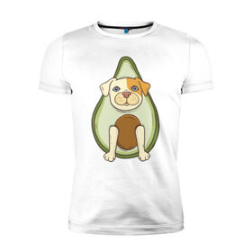 Мужская футболка премиум с принтом Питбуль Авокадо в Белгороде, 92% хлопок, 8% лайкра | приталенный силуэт, круглый вырез ворота, длина до линии бедра, короткий рукав | dog | pitbull | авокадо | питбуль | собака | собаки