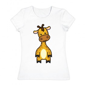 Женская футболка хлопок с принтом Зверинец в Белгороде, 100% хлопок | прямой крой, круглый вырез горловины, длина до линии бедер, слегка спущенное плечо | животное | животные | жираф | звери | зверинец | зверь | милые | мульт | мультяшные | мультяшный