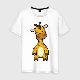 Мужская футболка хлопок с принтом Зверинец в Белгороде, 100% хлопок | прямой крой, круглый вырез горловины, длина до линии бедер, слегка спущенное плечо. | животное | животные | жираф | звери | зверинец | зверь | милые | мульт | мультяшные | мультяшный