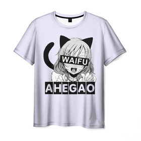 Мужская футболка 3D с принтом Ahegao в Белгороде, 100% полиэфир | прямой крой, круглый вырез горловины, длина до линии бедер | ahegao | аниме | ахегао | мульт | мультфильм | сенпай | сэмпай