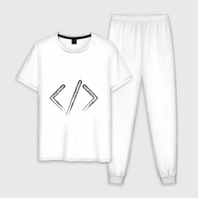 Мужская пижама хлопок с принтом Программирование в Белгороде, 100% хлопок | брюки и футболка прямого кроя, без карманов, на брюках мягкая резинка на поясе и по низу штанин
 | Тематика изображения на принте: html | код | программирование | программист