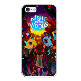 Чехол для iPhone 5/5S матовый с принтом Night in the Woods (1) в Белгороде, Силикон | Область печати: задняя сторона чехла, без боковых панелей | bear | cat | fox | night | night in the woods | woods | кот | лес | лис | медведь | ночь | ночь в лесу