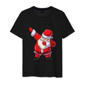 Мужская футболка хлопок с принтом Dabbing Santa в Белгороде, 100% хлопок | прямой крой, круглый вырез горловины, длина до линии бедер, слегка спущенное плечо. | Тематика изображения на принте: 