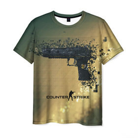 Мужская футболка 3D с принтом Counter Strike Glock в Белгороде, 100% полиэфир | прямой крой, круглый вырез горловины, длина до линии бедер | awp | counter strike | cyber sport | game | howl | skin | sport | авп | вой | игры | скин