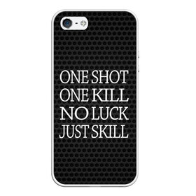 Чехол для iPhone 5/5S матовый с принтом One Shot One Kill в Белгороде, Силикон | Область печати: задняя сторона чехла, без боковых панелей | Тематика изображения на принте: counter strike. one shot | cs go | csgo | game | one kill | ван шот | лого | надпись | серый | текст