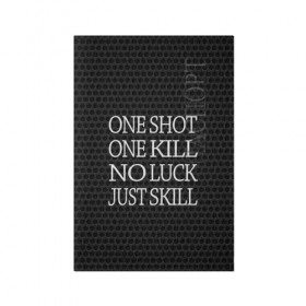 Обложка для паспорта матовая кожа с принтом One Shot One Kill в Белгороде, натуральная матовая кожа | размер 19,3 х 13,7 см; прозрачные пластиковые крепления | Тематика изображения на принте: counter strike. one shot | cs go | csgo | game | one kill | ван шот | лого | надпись | серый | текст
