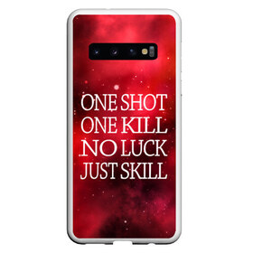 Чехол для Samsung Galaxy S10 с принтом One Shot One Kill в Белгороде, Силикон | Область печати: задняя сторона чехла, без боковых панелей | Тематика изображения на принте: counter strike. one shot | cs go | csgo | game | one kill | ван шот | красный | лого | надпись | текст