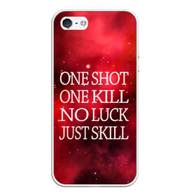 Чехол для iPhone 5/5S матовый с принтом One Shot One Kill в Белгороде, Силикон | Область печати: задняя сторона чехла, без боковых панелей | Тематика изображения на принте: counter strike. one shot | cs go | csgo | game | one kill | ван шот | красный | лого | надпись | текст