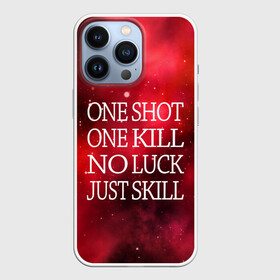 Чехол для iPhone 13 Pro с принтом One Shot One Kill в Белгороде,  |  | Тематика изображения на принте: counter strike. one shot | cs go | csgo | game | one kill | ван шот | красный | лого | надпись | текст