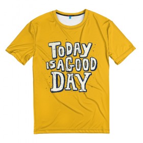Мужская футболка 3D с принтом Good Day в Белгороде, 100% полиэфир | прямой крой, круглый вырез горловины, длина до линии бедер | день | краска | мода | прикол | пятна | синий | тренд | улыбка | яркие