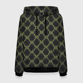 Женская толстовка 3D с принтом Victorian - 36577512ik в Белгороде, 100% полиэстер  | двухслойный капюшон со шнурком для регулировки, мягкие манжеты на рукавах и по низу толстовки, спереди карман-кенгуру с мягким внутренним слоем. | 36577512ik | black | gothic | gray | green | lace | pattern | style | texture | victorian | wallpaper | викторианский | готика | зеленый | кружево | обои | серый | стиль | текстура | черный