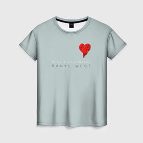 Женская футболка 3D с принтом Kanye West, 808s & Heartbreak в Белгороде, 100% полиэфир ( синтетическое хлопкоподобное полотно) | прямой крой, круглый вырез горловины, длина до линии бедер | 