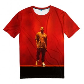 Мужская футболка 3D с принтом Kanye West Red On Stage в Белгороде, 100% полиэфир | прямой крой, круглый вырез горловины, длина до линии бедер | 