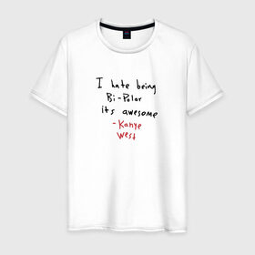 Мужская футболка хлопок с принтом Kanye West Hate Being Bipolar в Белгороде, 100% хлопок | прямой крой, круглый вырез горловины, длина до линии бедер, слегка спущенное плечо. | Тематика изображения на принте: kanye | kanye west | yandhi | кани | кани вест | кани вэст | янди