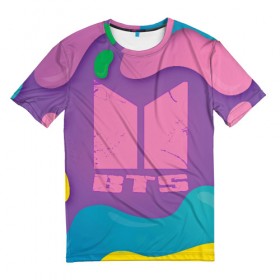 Мужская футболка 3D с принтом BTS в Белгороде, 100% полиэфир | прямой крой, круглый вырез горловины, длина до линии бедер | bangtan boys | j hope | jimin | jin | jungkook | k pop | rm | suga | v | бтс | кей | поп