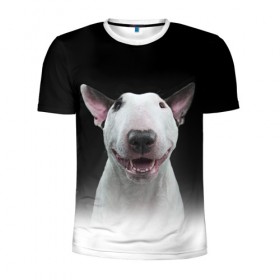 Мужская футболка 3D спортивная с принтом Oh snap! в Белгороде, 100% полиэстер с улучшенными характеристиками | приталенный силуэт, круглая горловина, широкие плечи, сужается к линии бедра | Тематика изображения на принте: bull terrier | dog |   | бультерьер | собака