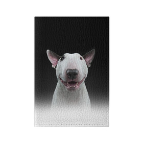 Обложка для паспорта матовая кожа с принтом Oh snap! в Белгороде, натуральная матовая кожа | размер 19,3 х 13,7 см; прозрачные пластиковые крепления | Тематика изображения на принте: bull terrier | dog |   | бультерьер | собака