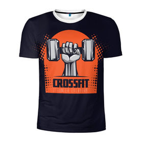 Мужская футболка 3D спортивная с принтом Crossfit в Белгороде, 100% полиэстер с улучшенными характеристиками | приталенный силуэт, круглая горловина, широкие плечи, сужается к линии бедра | мода | мотивация | настроения | позитив | прикол | пятна | тренд | яркие