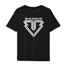 Мужская футболка хлопок Oversize с принтом Big Bang logo в Белгороде, 100% хлопок | свободный крой, круглый ворот, “спинка” длиннее передней части | big bang | g dragon