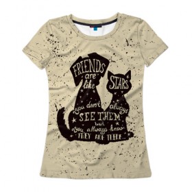 Женская футболка 3D с принтом Friends в Белгороде, 100% полиэфир ( синтетическое хлопкоподобное полотно) | прямой крой, круглый вырез горловины, длина до линии бедер | мода | мотивация | настроения | позитив | прикол | пятна | тренд | яркие