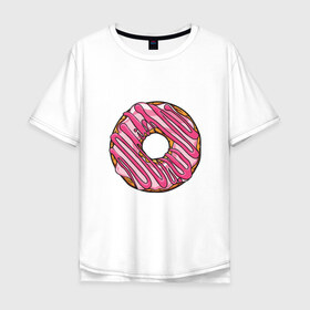 Мужская футболка хлопок Oversize с принтом Пончик в Белгороде, 100% хлопок | свободный крой, круглый ворот, “спинка” длиннее передней части | donut | simpsons | барт | вкус | гомер | еда | кафе | кок | кухня | пища | повар | пончик | ресторан | симпсоны | сладкий