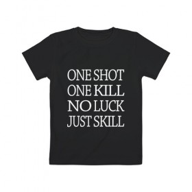 Детская футболка хлопок с принтом One Shot Battlefield в Белгороде, 100% хлопок | круглый вырез горловины, полуприлегающий силуэт, длина до линии бедер | Тематика изображения на принте: 2019 | 5 | battlefield | game | logo | one kill | one shot | skill | v