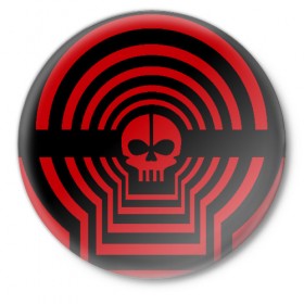 Значок с принтом TOP Hypnotize в Белгороде,  металл | круглая форма, металлическая застежка в виде булавки | 21 | flag | hypnotize | one | pilot | pilots | top | twenty | гипноз | красный | пилоты | череп | черный