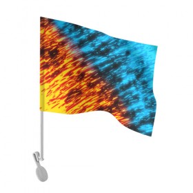 Флаг для автомобиля с принтом БИТВА СТИХИЙ в Белгороде, 100% полиэстер | Размер: 30*21 см | blue | bright | fire | heat | ice | light | orange | wildfire | битва огней | битва стихий | искры | огненный | огонь | оранжевый | пламя | пожар