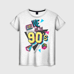 Женская футболка 3D с принтом Девяностые в Белгороде, 100% полиэфир ( синтетическое хлопкоподобное полотно) | прямой крой, круглый вырез горловины, длина до линии бедер | 1990 | 90е | pop | vhs | аудиокассета | ретро