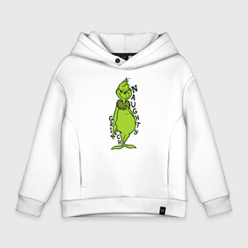 Детское худи Oversize хлопок с принтом Naughty Grinch в Белгороде, френч-терри — 70% хлопок, 30% полиэстер. Мягкий теплый начес внутри —100% хлопок | боковые карманы, эластичные манжеты и нижняя кромка, капюшон на магнитной кнопке | Тематика изображения на принте: grinch | гринч | новый год | рождество