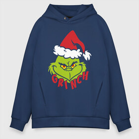 Мужское худи Oversize хлопок с принтом Cristmas Grinch в Белгороде, френч-терри — 70% хлопок, 30% полиэстер. Мягкий теплый начес внутри —100% хлопок | боковые карманы, эластичные манжеты и нижняя кромка, капюшон на магнитной кнопке | Тематика изображения на принте: grinch | гринч | новый год | рождество