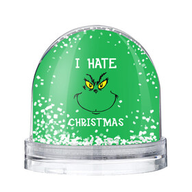 Снежный шар с принтом I hate christmas в Белгороде, Пластик | Изображение внутри шара печатается на глянцевой фотобумаге с двух сторон | grinch | гринч | новый год | рождество