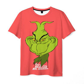 Мужская футболка 3D с принтом Mr. Grinch в Белгороде, 100% полиэфир | прямой крой, круглый вырез горловины, длина до линии бедер | Тематика изображения на принте: grinch | гринч | новый год | рождество