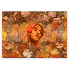 Поздравительная открытка с принтом Lil Peep rose в Белгороде, 100% бумага | плотность бумаги 280 г/м2, матовая, на обратной стороне линовка и место для марки
 | hip hop | lil | lil peep rose | peep | rap | roze | реп | роза | розы | рэп | хип хоп | цветок | цветочный паттерн | цветочный фон | цветы