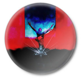 Значок с принтом Джордж Уотерс из Pink Floyd в Белгороде,  металл | круглая форма, металлическая застежка в виде булавки | 