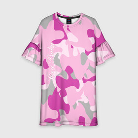Детское платье 3D с принтом Lil PEEP Cry baby в Белгороде, 100% полиэстер | прямой силуэт, чуть расширенный к низу. Круглая горловина, на рукавах — воланы | baby | cry | lil peep | lil peep cry baby | pink | камуфляж | розовый | розовый камуфляж