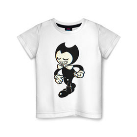 Детская футболка хлопок с принтом Bendy в Белгороде, 100% хлопок | круглый вырез горловины, полуприлегающий силуэт, длина до линии бедер | bendy | bendy in the ink machine | cartoon | game | бенди | игра