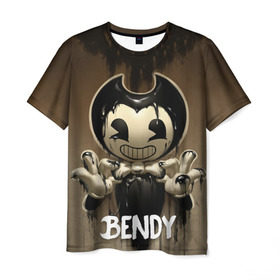Мужская футболка 3D с принтом Bendy в Белгороде, 100% полиэфир | прямой крой, круглый вырез горловины, длина до линии бедер | bendy | bendy in the ink machine | cartoon | game | бенди | игра