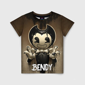 Детская футболка 3D с принтом Bendy в Белгороде, 100% гипоаллергенный полиэфир | прямой крой, круглый вырез горловины, длина до линии бедер, чуть спущенное плечо, ткань немного тянется | bendy | bendy in the ink machine | cartoon | game | бенди | игра